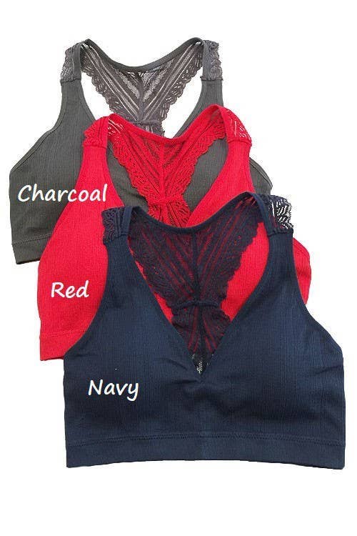 Lace Racerback Bralette: BURGUNDY / 3-3 (S/M-M/L)