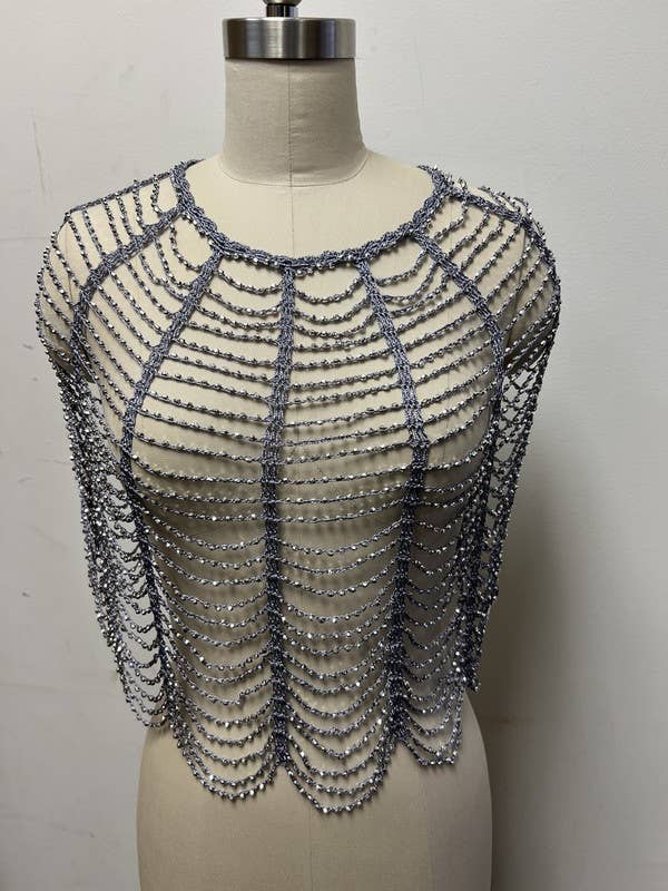 Festive Scallop Beaded Capelet: Gold