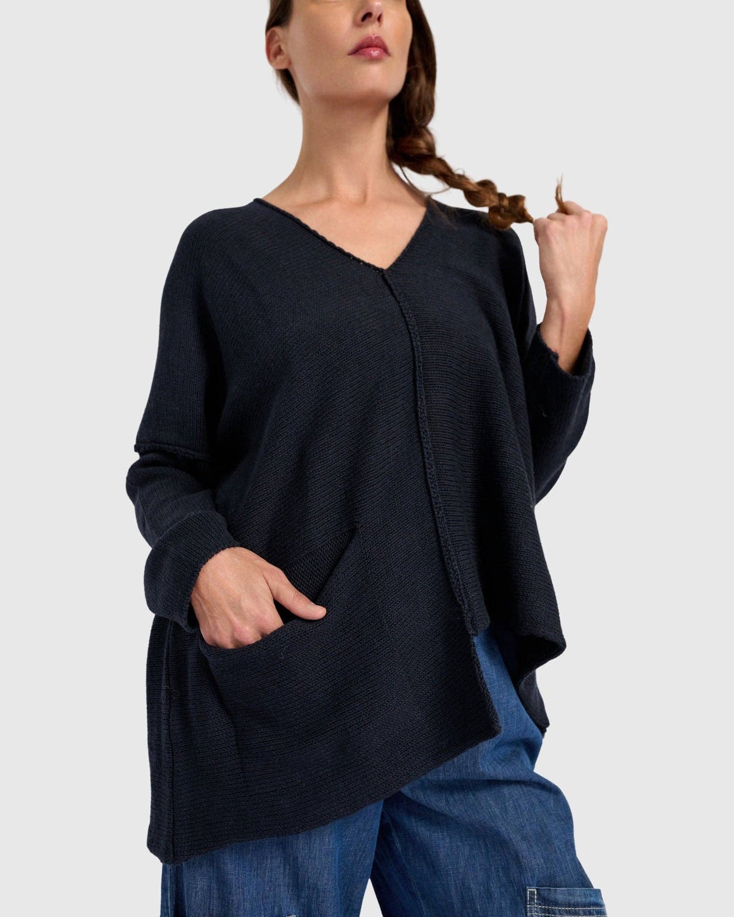 Bliss Slouchy Sweater, Navy: NAVY / ONE SIZE