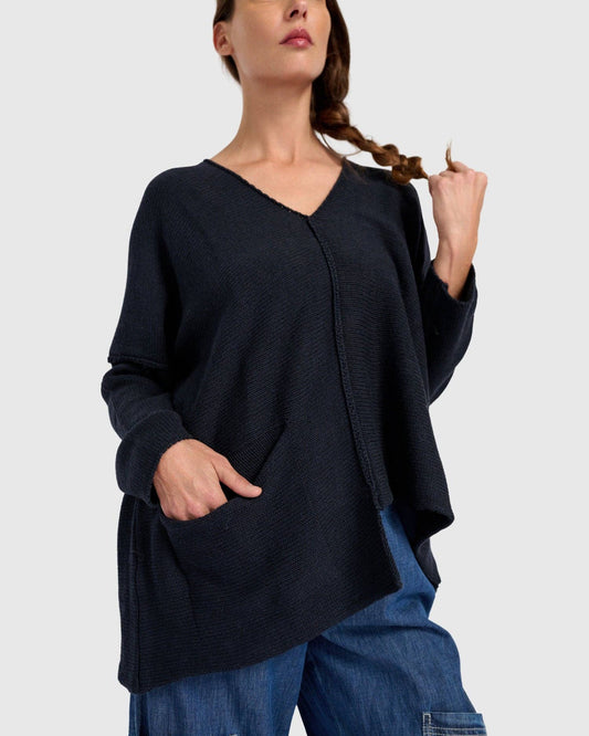 Bliss Slouchy Sweater, Navy: NAVY / ONE SIZE