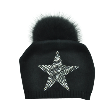 Big Star Crystal Hat: WHITE REAL FUR