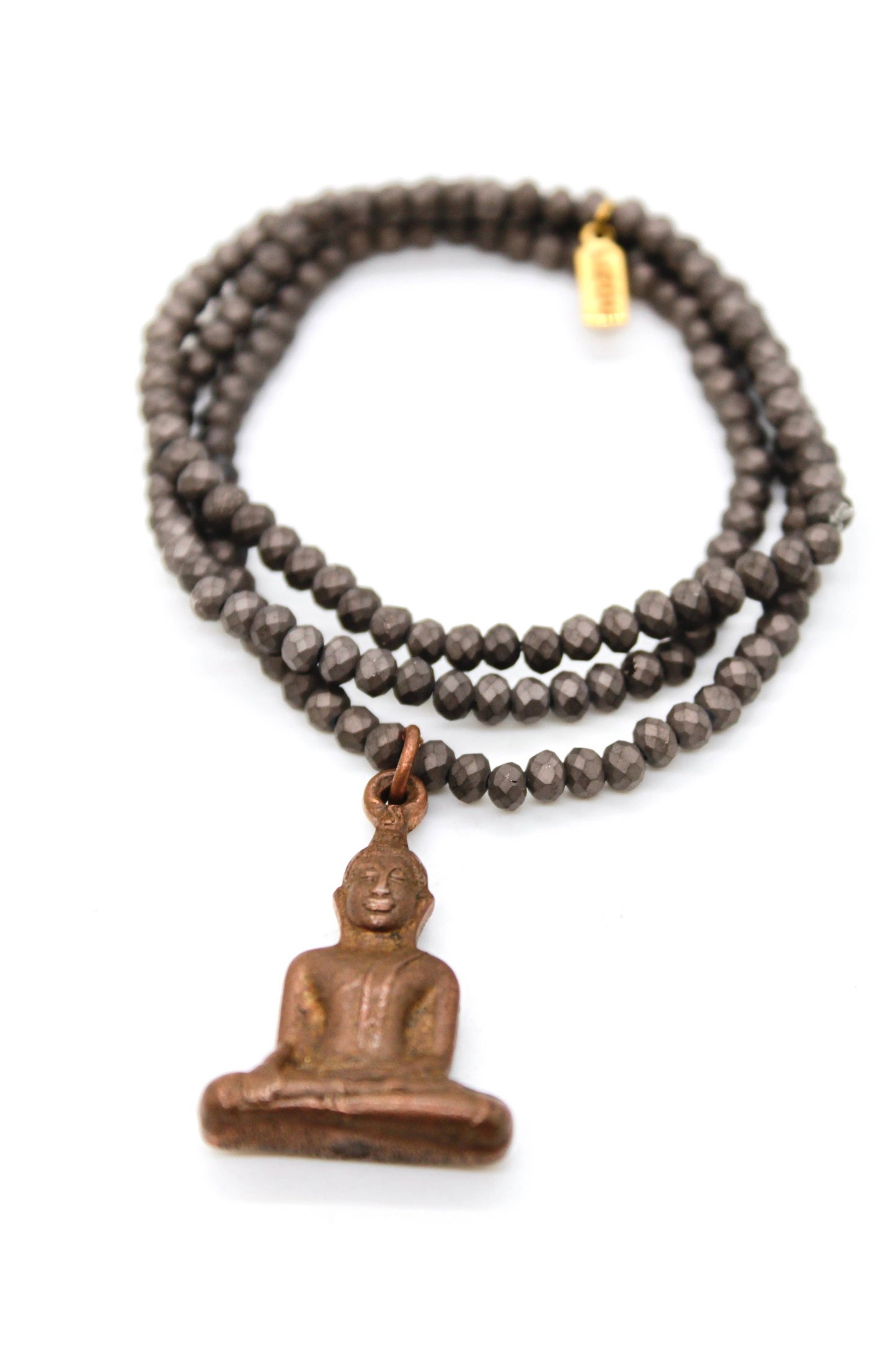 Matte Crystal Necklace with Small Buddha -Buddha Collection-: Option 1