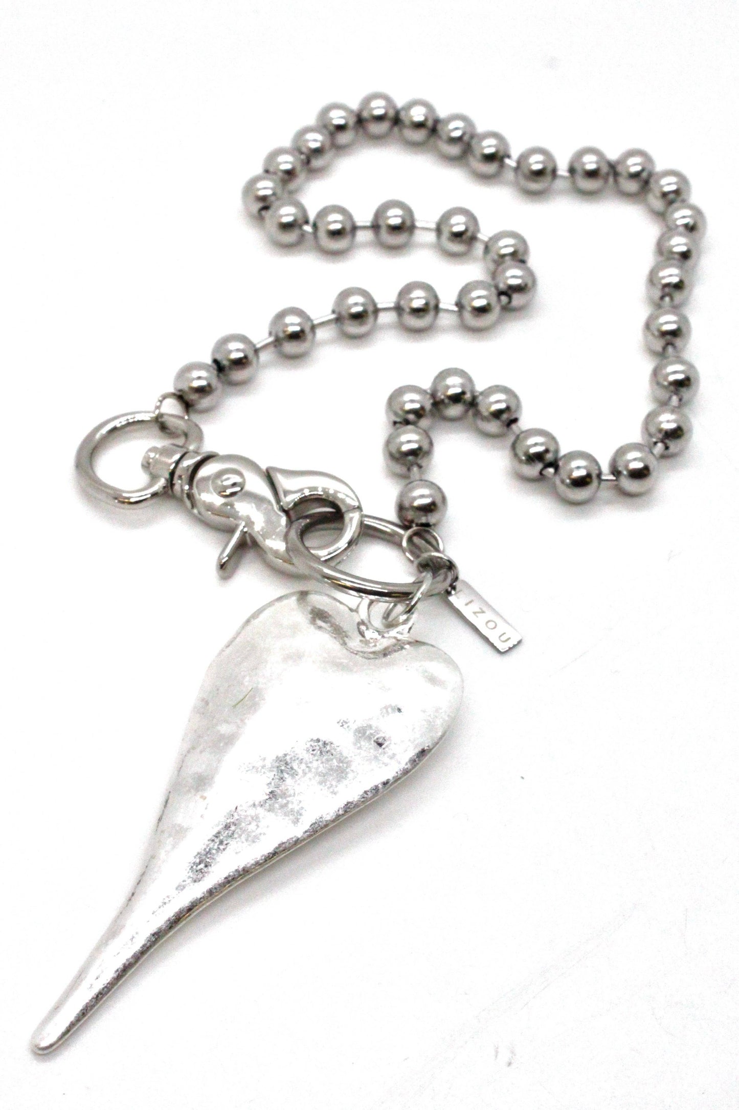 Extra Large Silver heart Necklace Single Silver Chain Claw Clasp