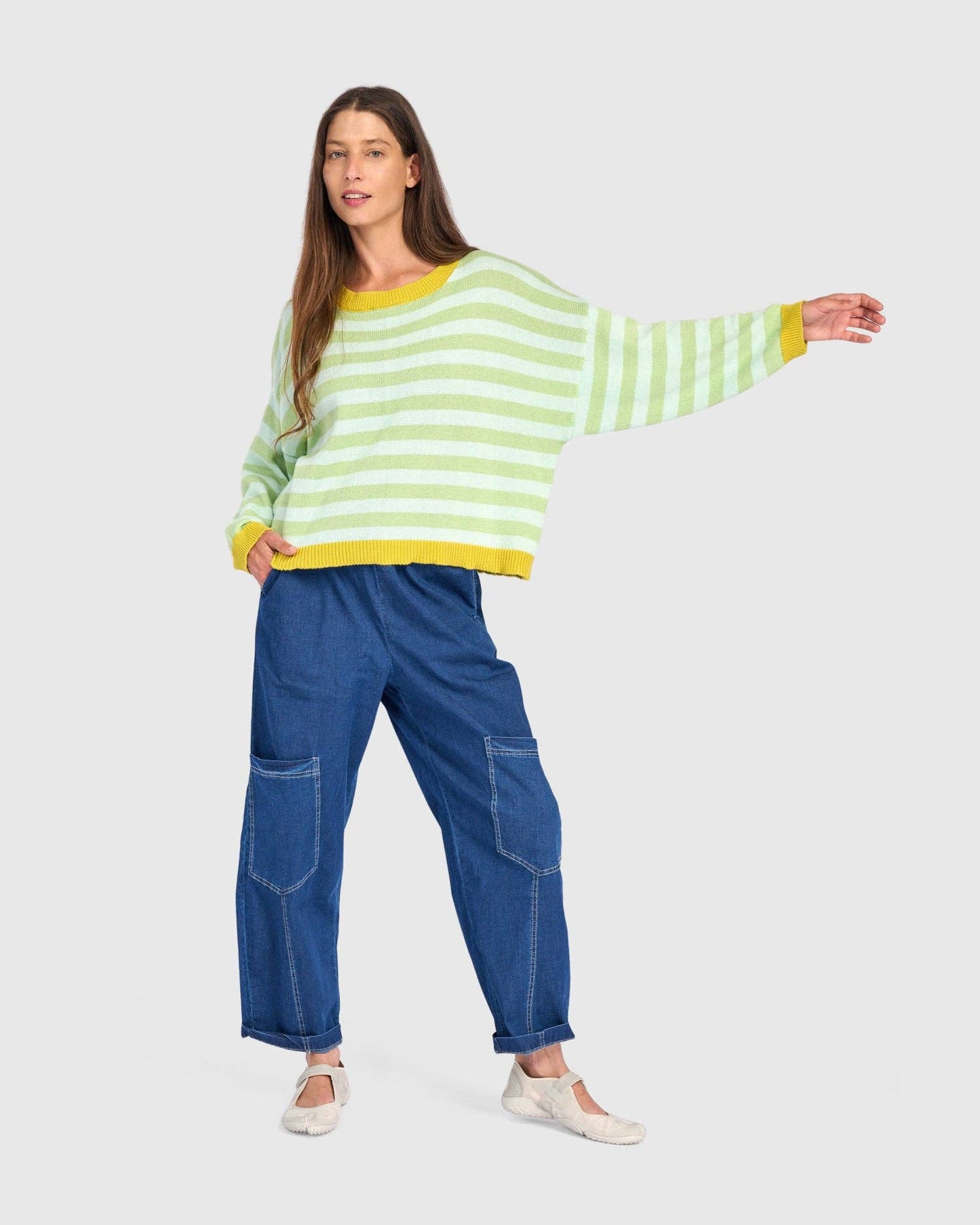 Lolly Stripe Sweater, Pistachio: Pistachio / ONE SIZE