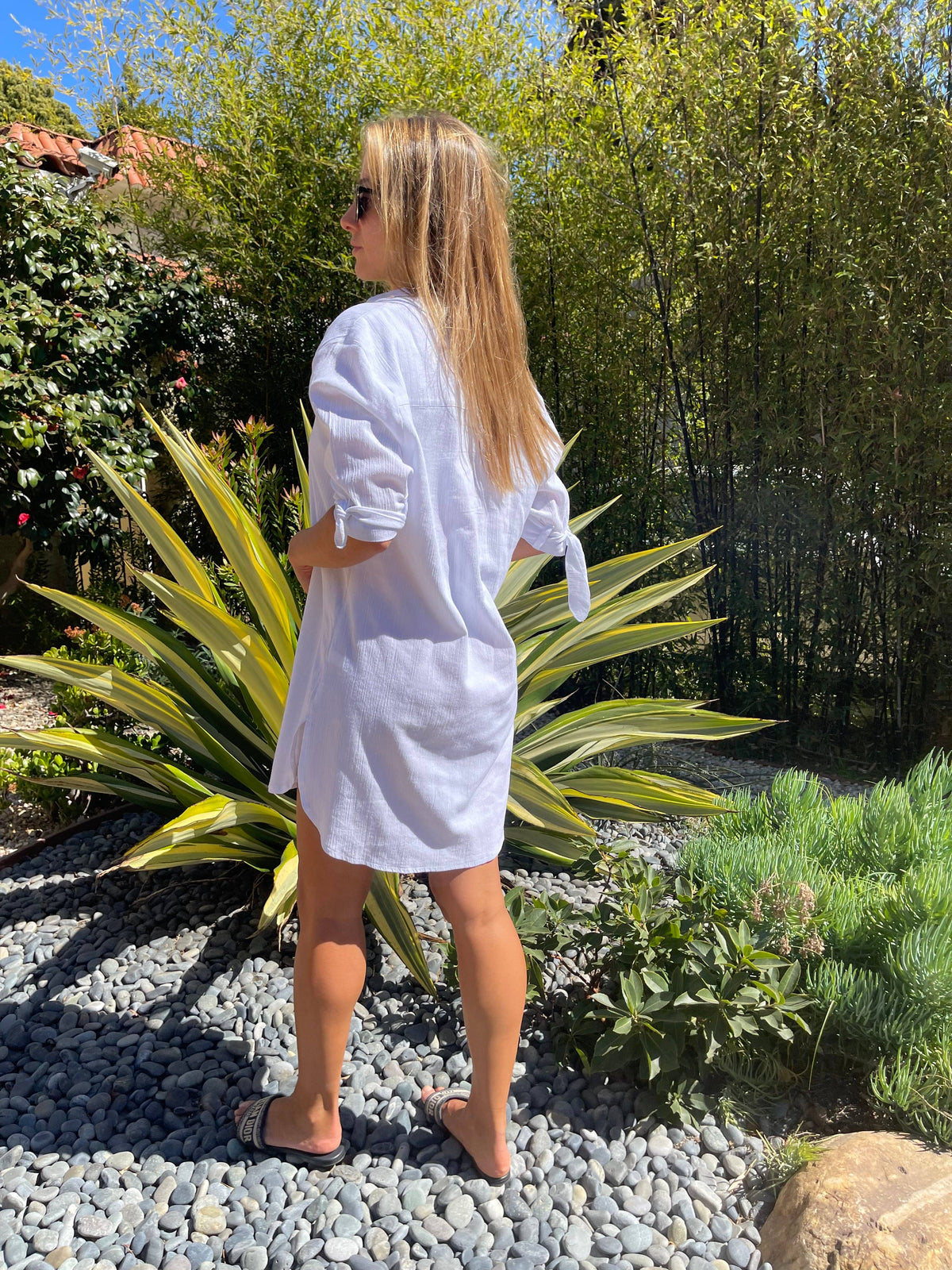 Sherv Mini Dress /  Cotton Tunic, Summer Dress, White Dress: SM