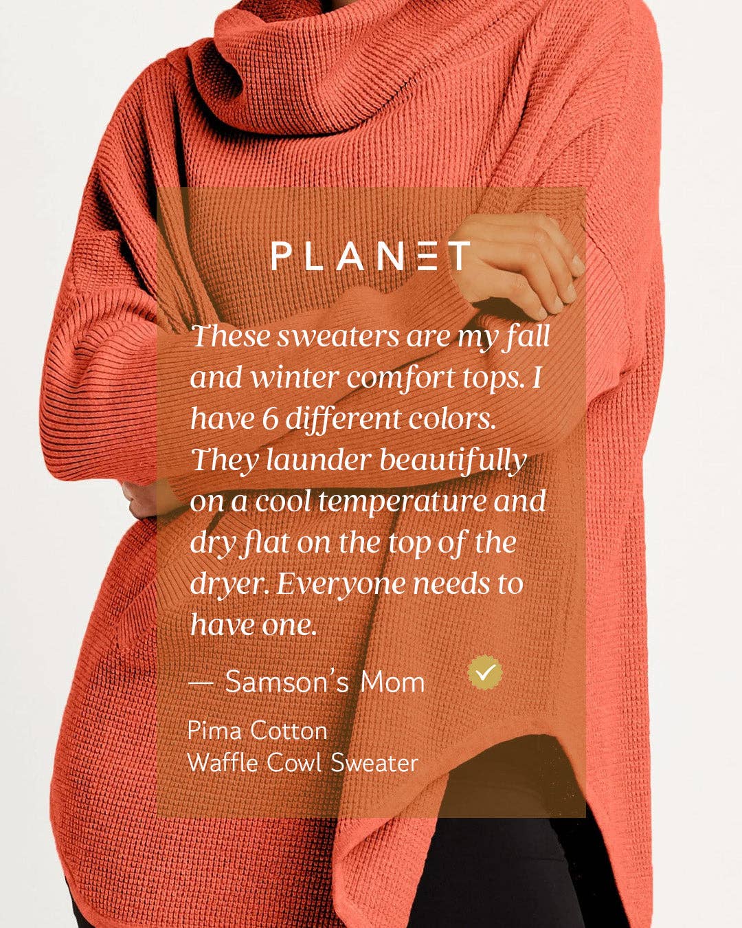 Pima Cotton Waffle Cowl Sweater - Black: Black