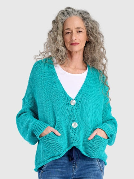 Slouchy Turquoise Cardigan AS43T - Alembika