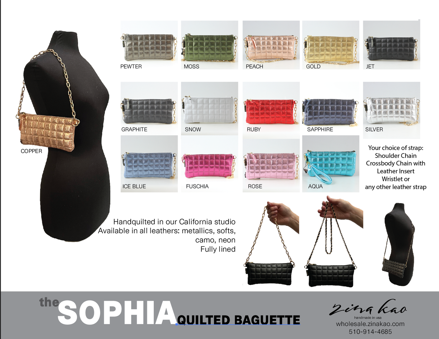 The QUILTED Sophia: Mango / Chain Shoulder Strap