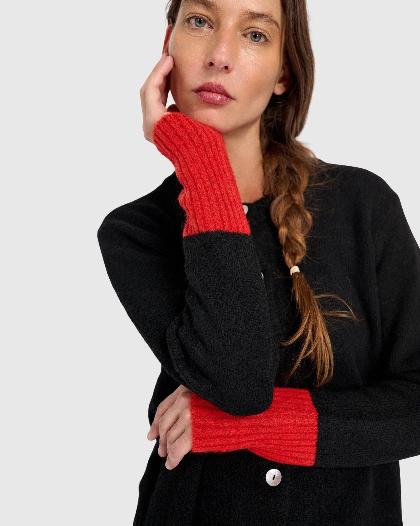 Blackbird Sweater, Black/Vermillion: MIX / ONE SIZE