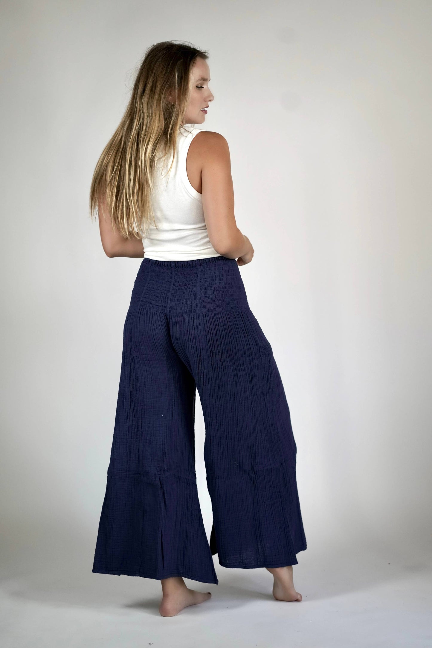 Arpa Double Cotton Gauze Pants Navy: Navy / One Size