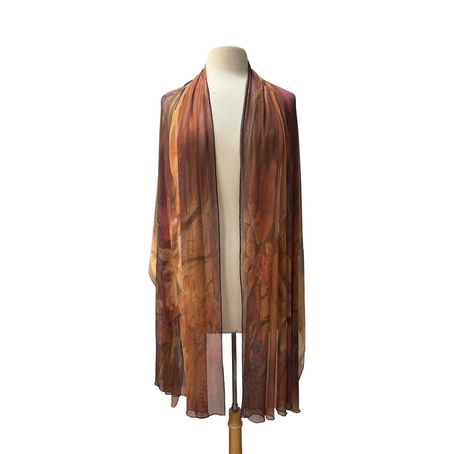 IONNA Long & Wide Print Mesh Shawl Stole Wrap : OS