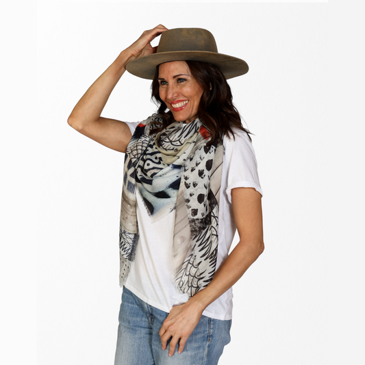 Silk-Modal Large Square Scarf - C'est La Vie