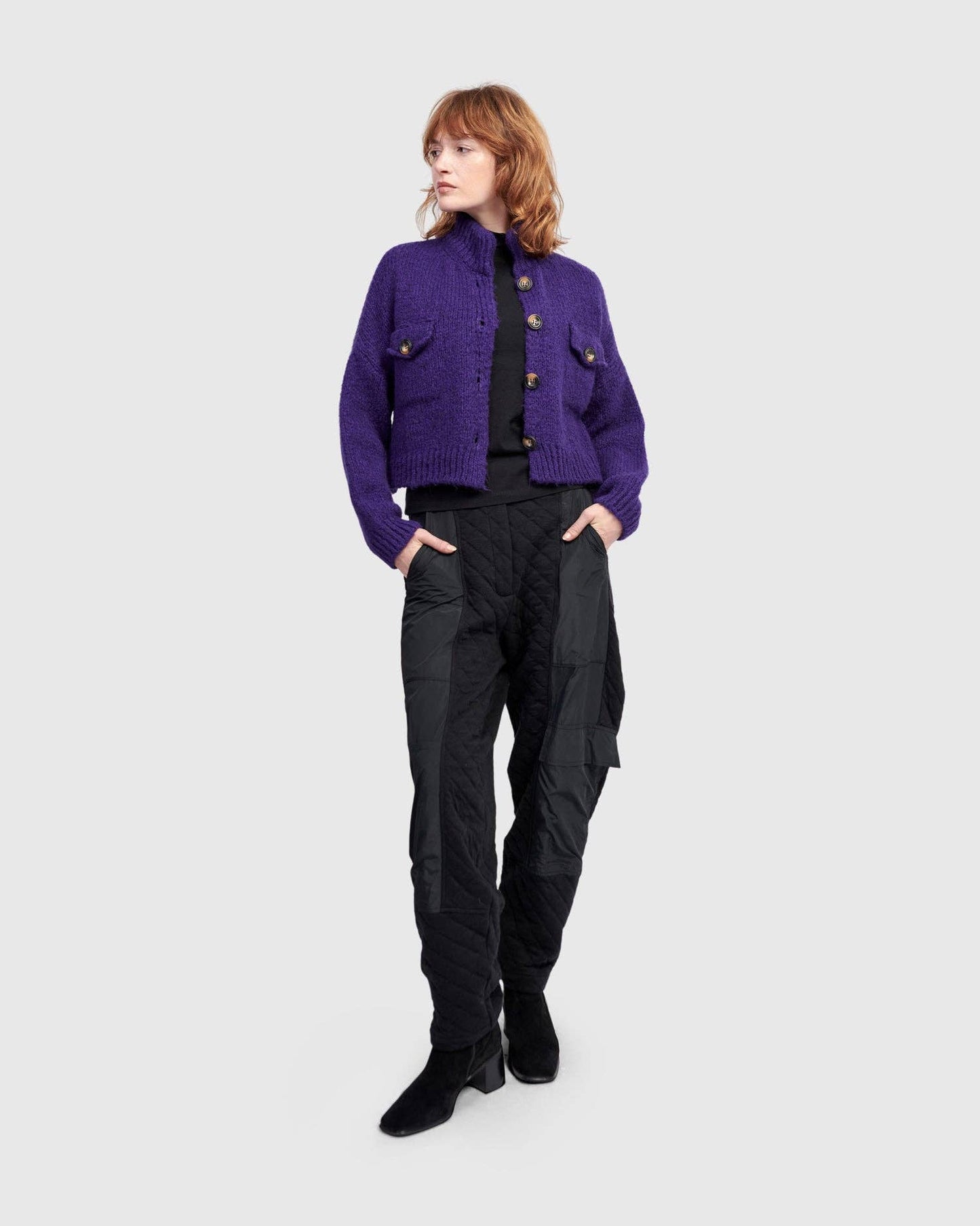 Trucker Cardigan, Purple: Purple / L (US 14-16)