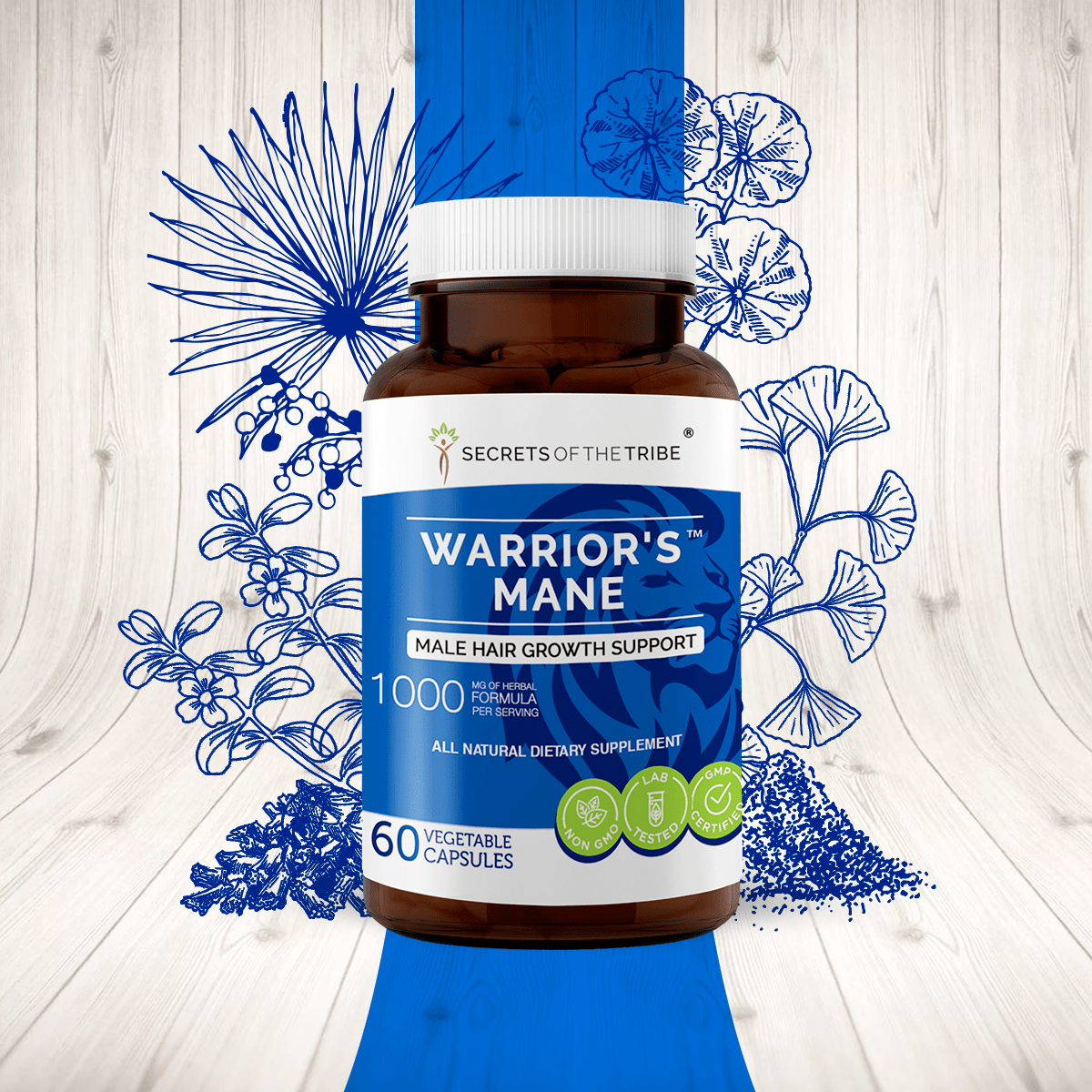 Warrior's Mane Capsules. Male Hair Growth Support: 60 Capsules