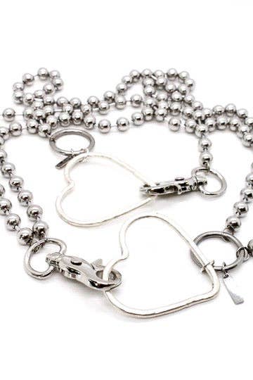 Silver Heart Outline Convertible Silver Chain Necklace: Single 8mm