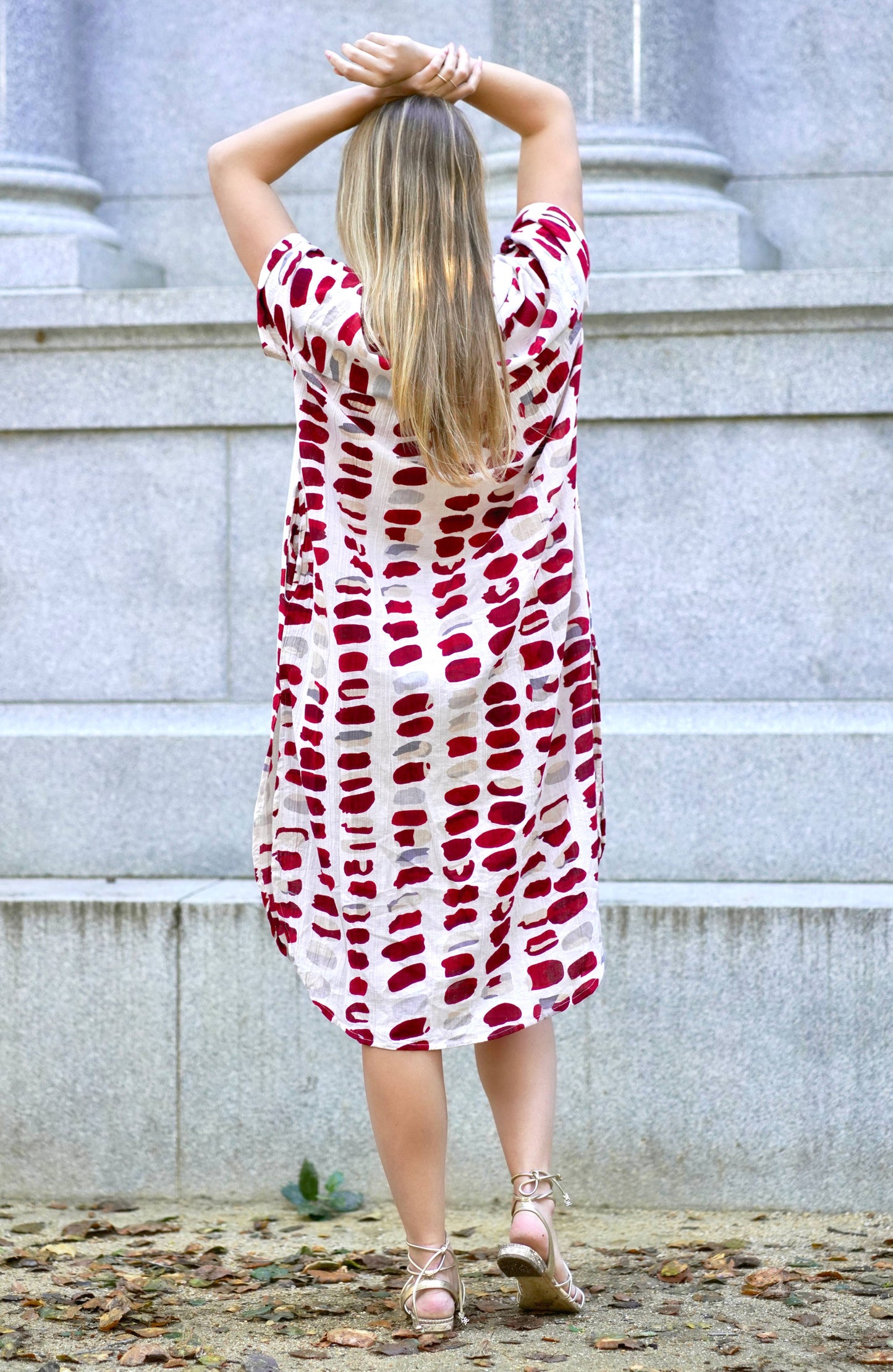 Zoey Geo Dress White Red: White Red / XL