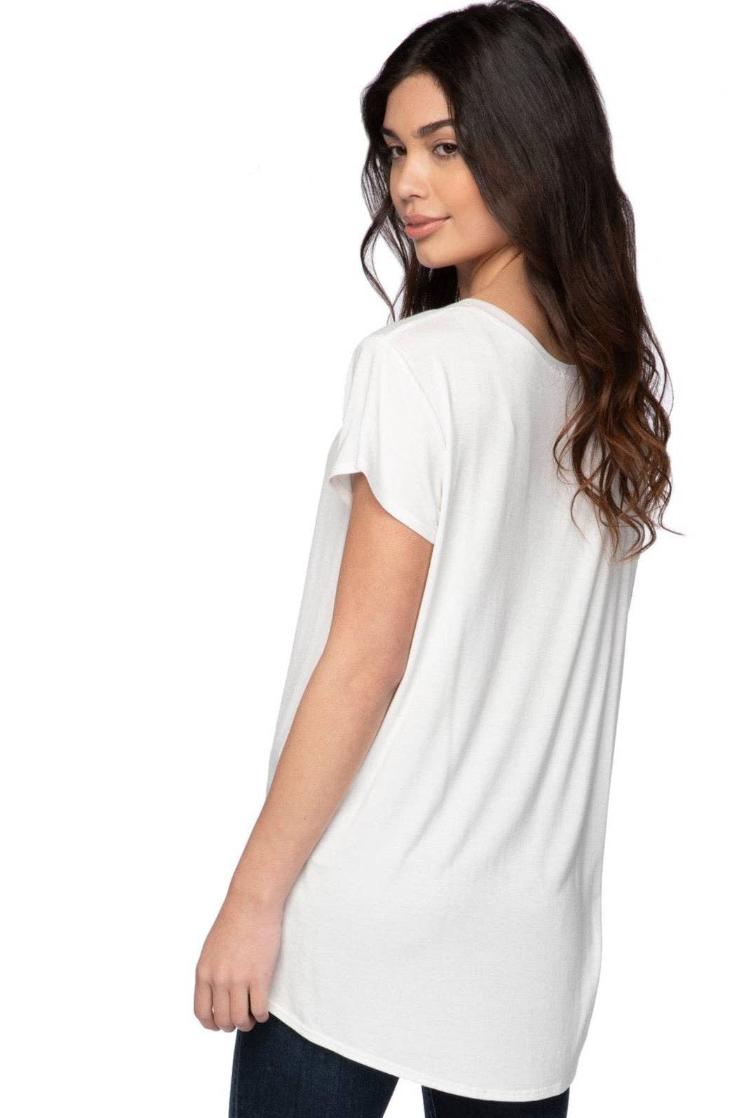 Mesh Trim Rayon Jersey Layering Tee