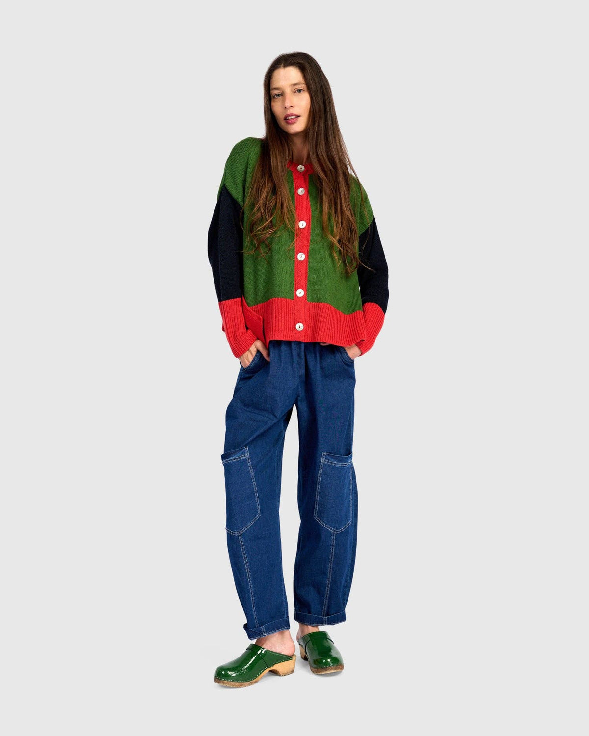 Marmalade Cardigan, Green/Red: Green / ONE SIZE