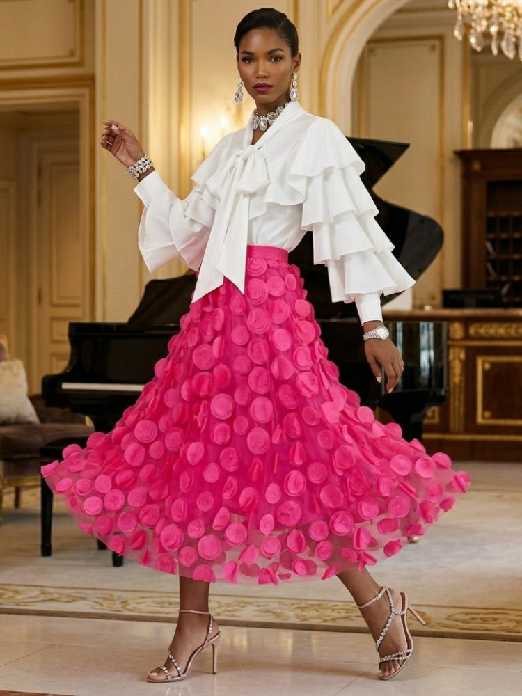 MAXI LONG SKIRT - New Collection PARIS LE MARAIS - LUXEMBOURG - BYMANYC ® New York: Rose Red / One Size