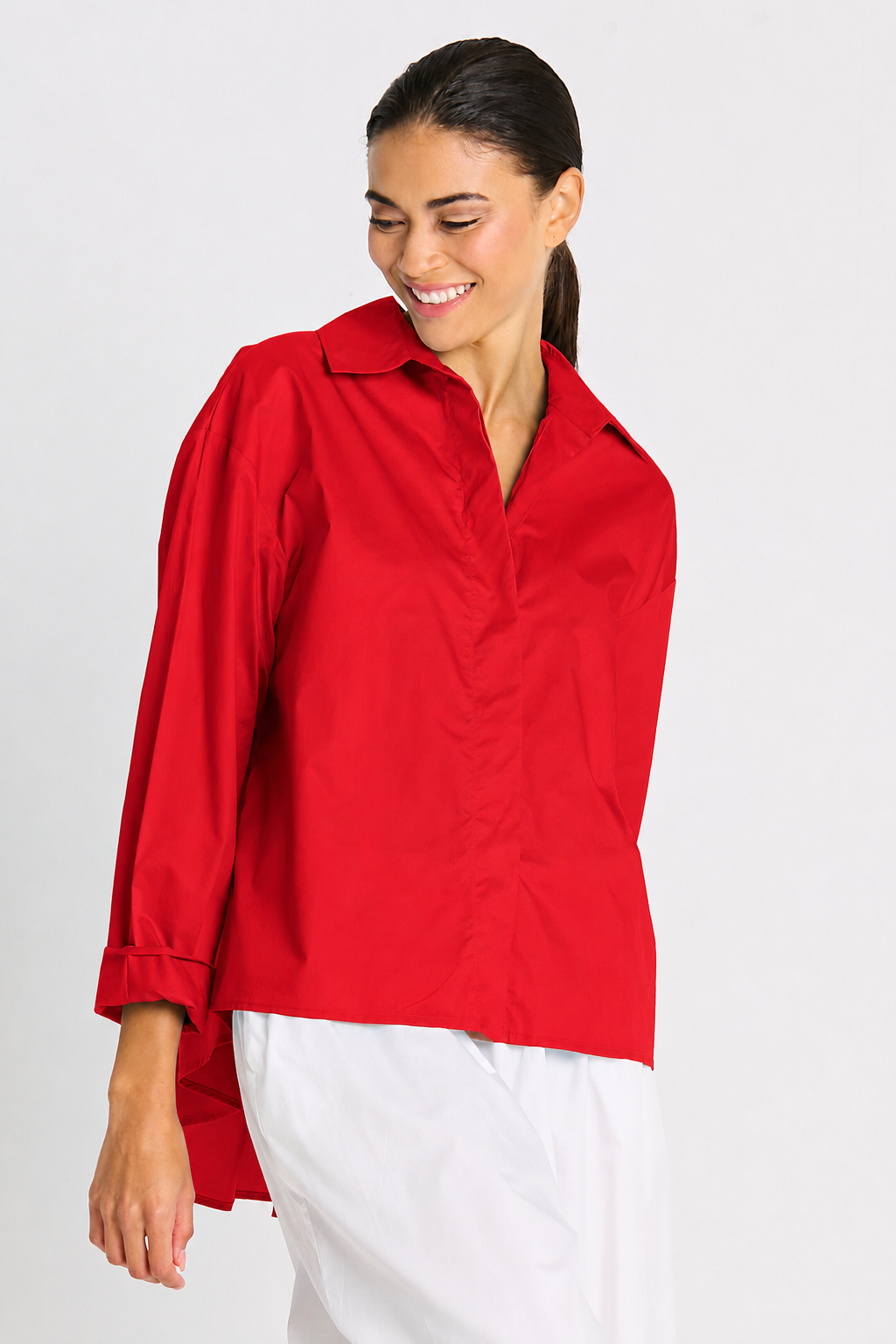 Cotton Swing Back Shirt - Cherry: Cherry