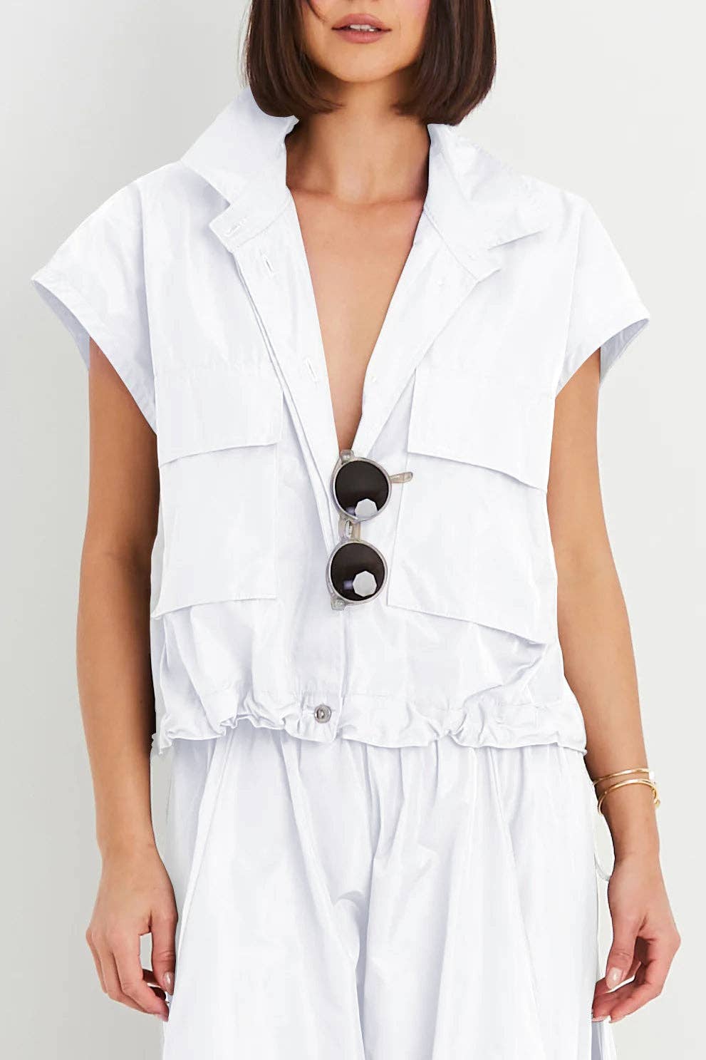 Nylon Mini Cargo Vest - White: One size