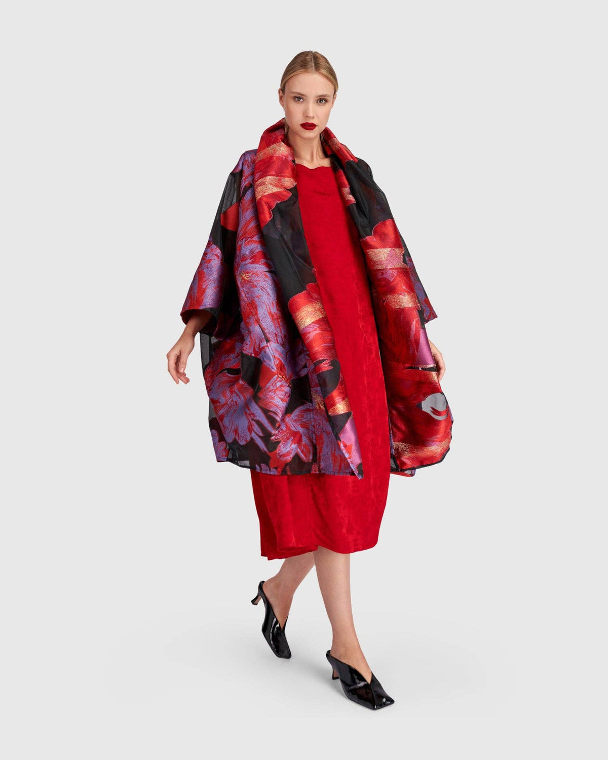 Yoru Cocoon Jacket, Red/Purple Floral: Tsarina / XL (US 18-20)