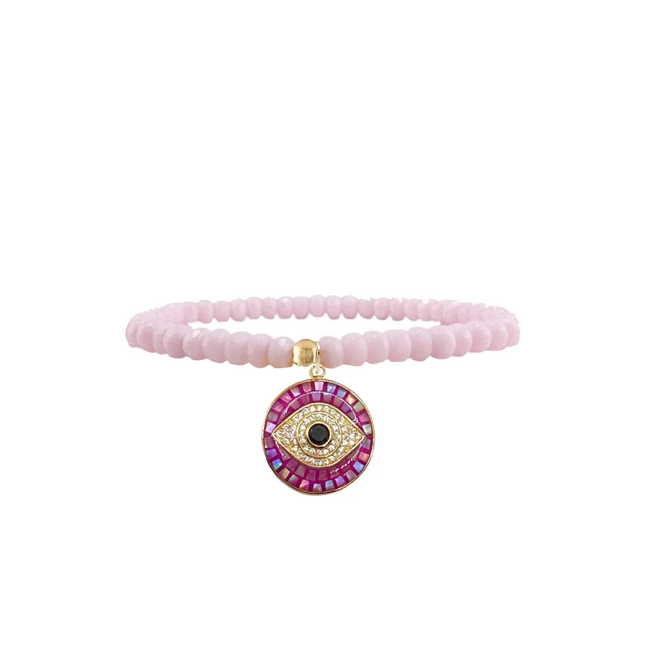 Harper Czech Crystal Mosaic Evil Eye Charm Bracelet: Frosted Aura