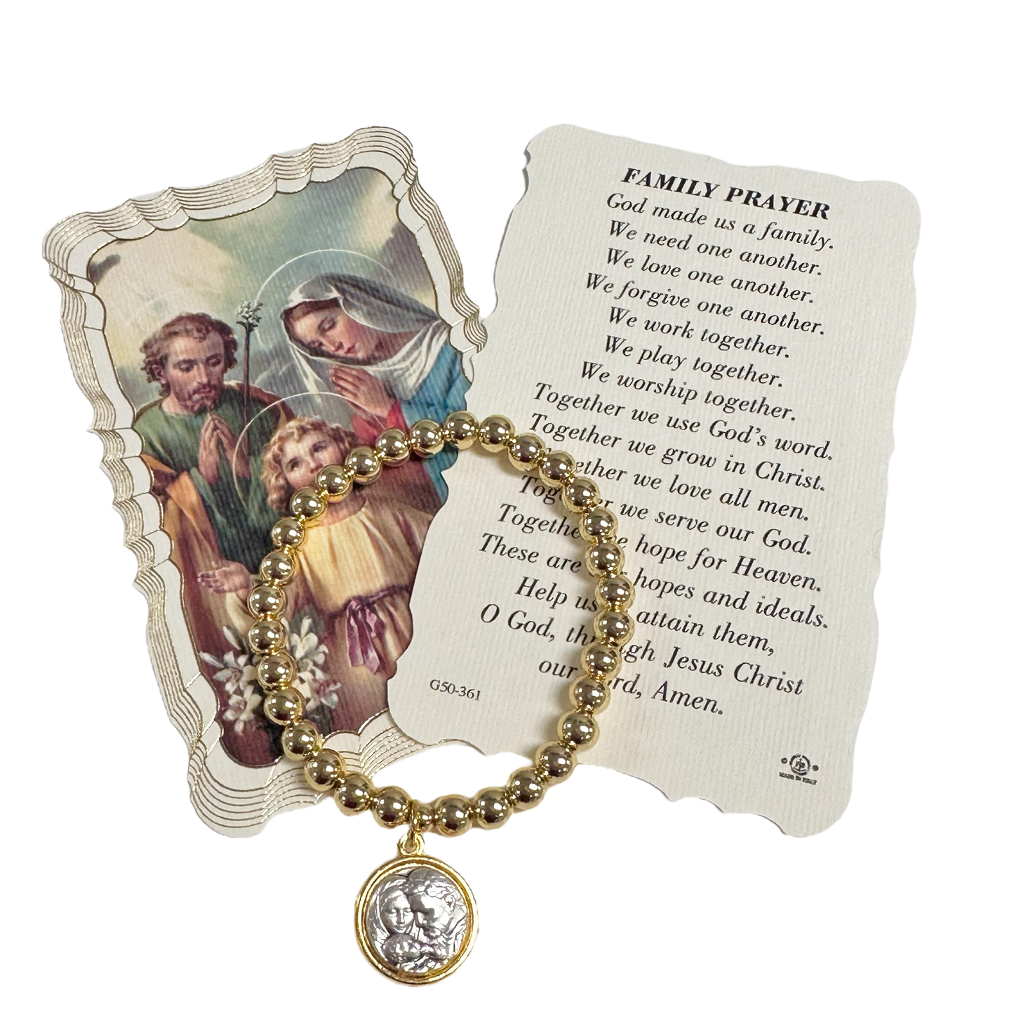 Catholic Medal Saint Stretch Bracelets  & Prayer Cards: Silver / St. Christopher