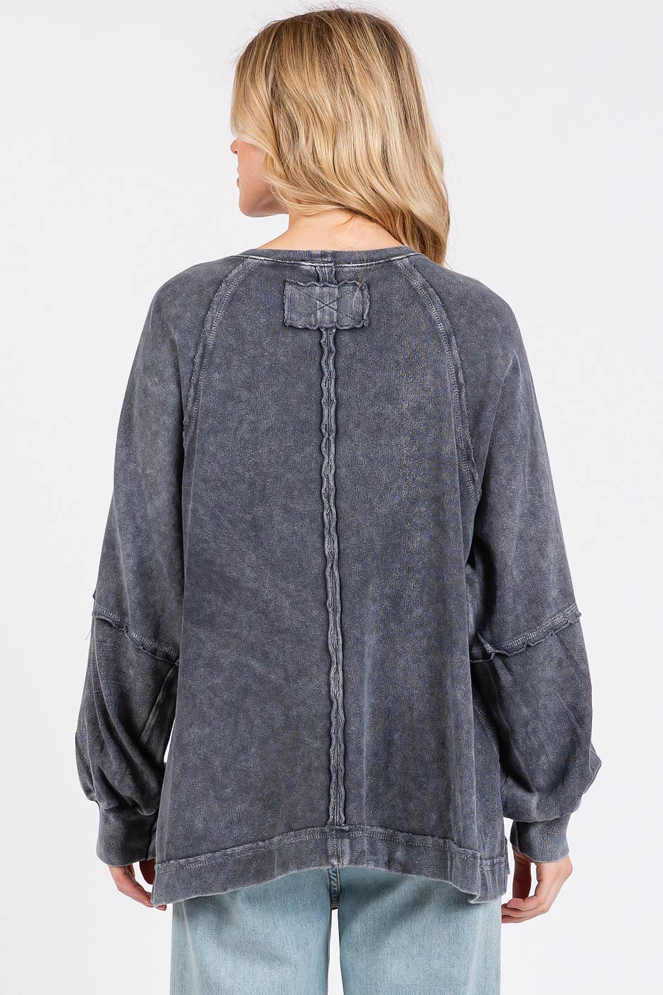 Mineral Wash Raglan Long Sleeve Oversized Top S15303