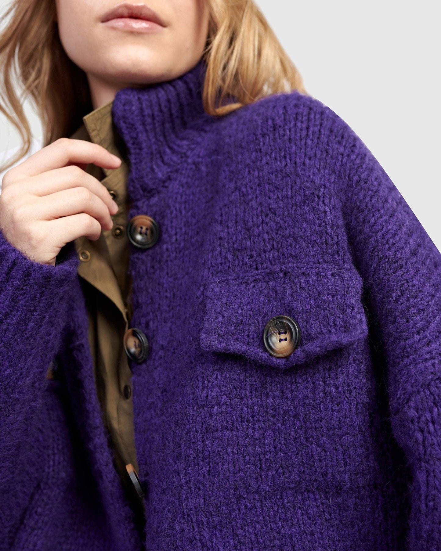 Trucker Cardigan, Purple: Purple / S (US 8-12)