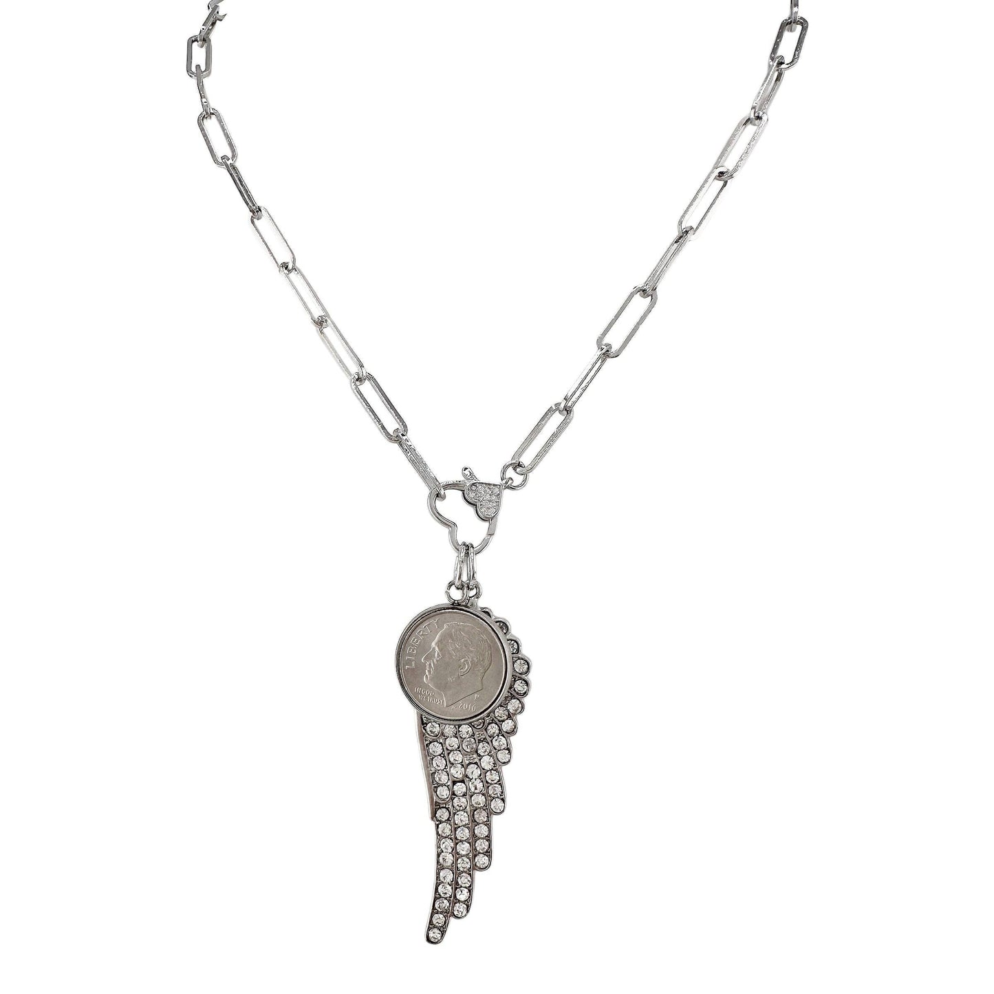 Celestial Guardian Wing Pendant: Silver