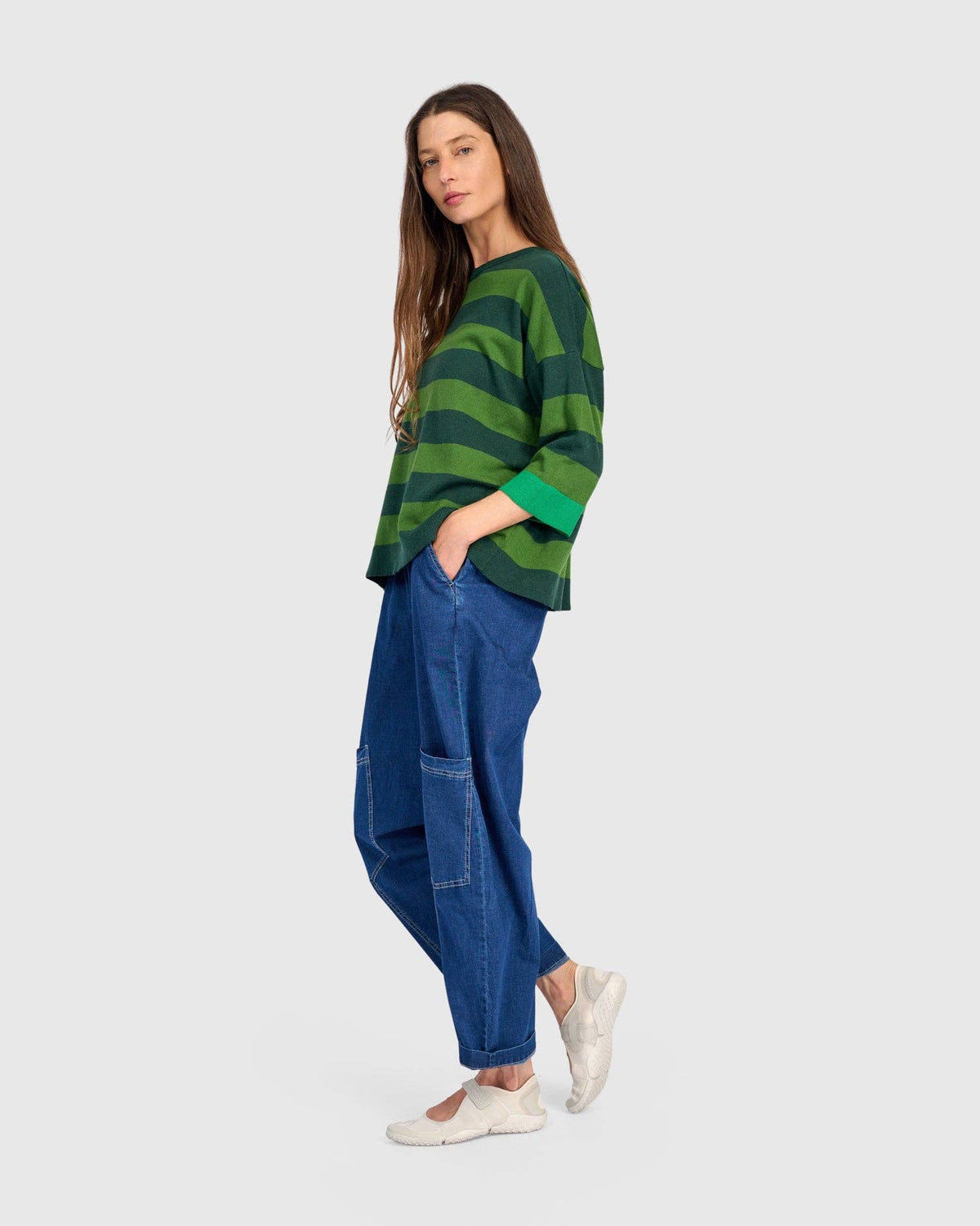 Skipper Stripe Sweater, Green: Green / ONE SIZE