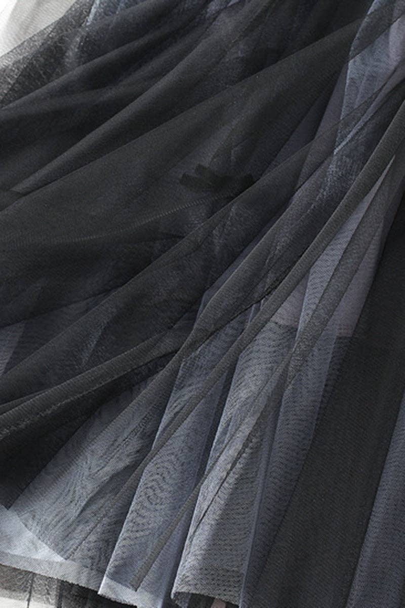 Elegant Pleated Tulle Skirt: KHAKI / One Size