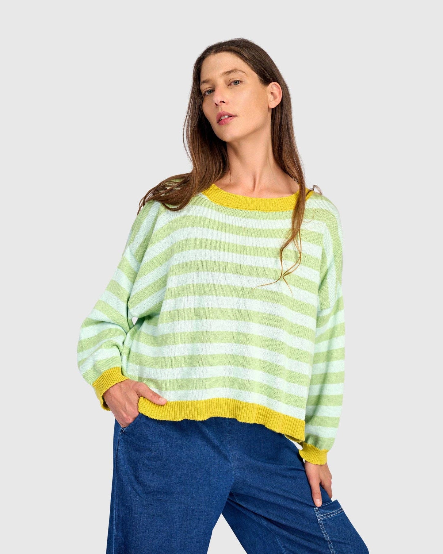 Lolly Stripe Sweater, Pistachio: Pistachio / ONE SIZE