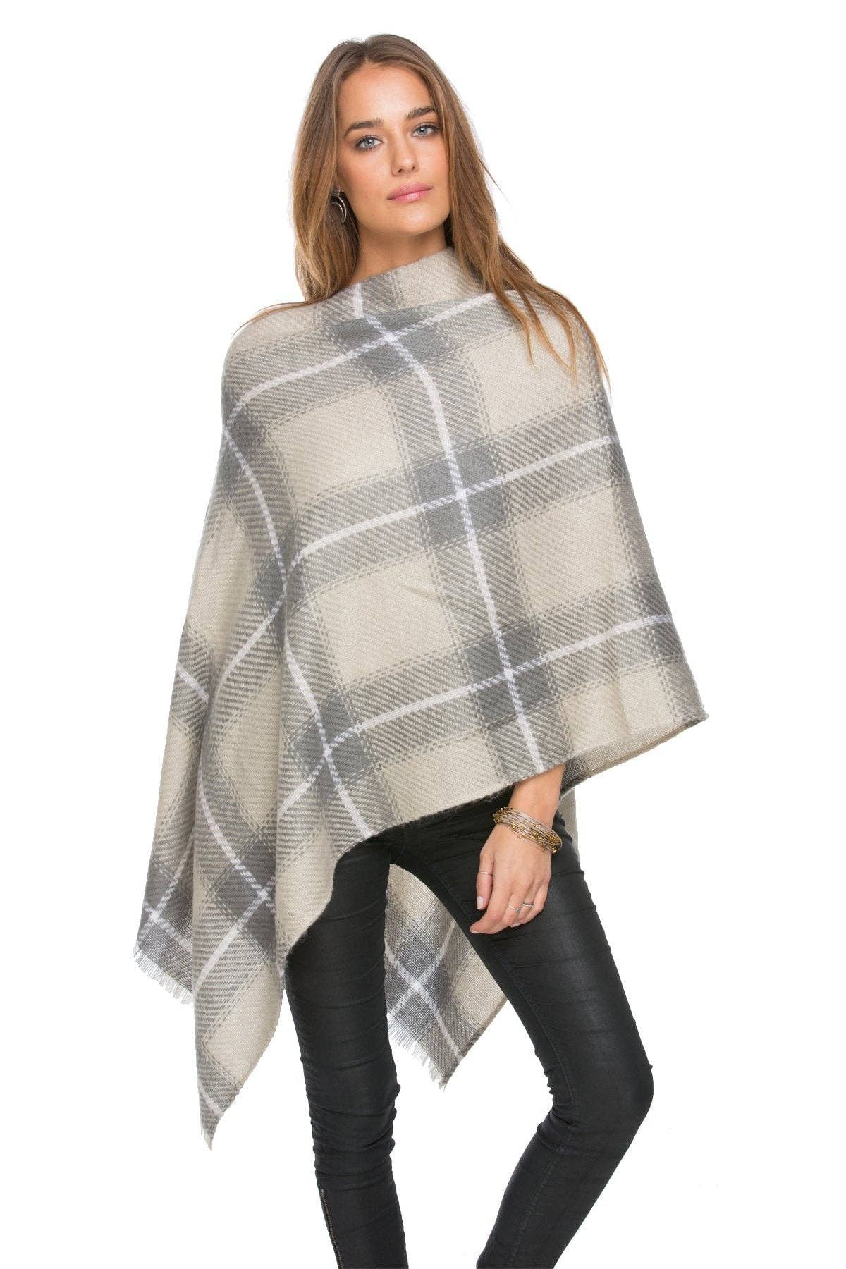 Oh So Plaid Blanket Scarf Wrap for Holiday Gift Giving: Sand / One Size