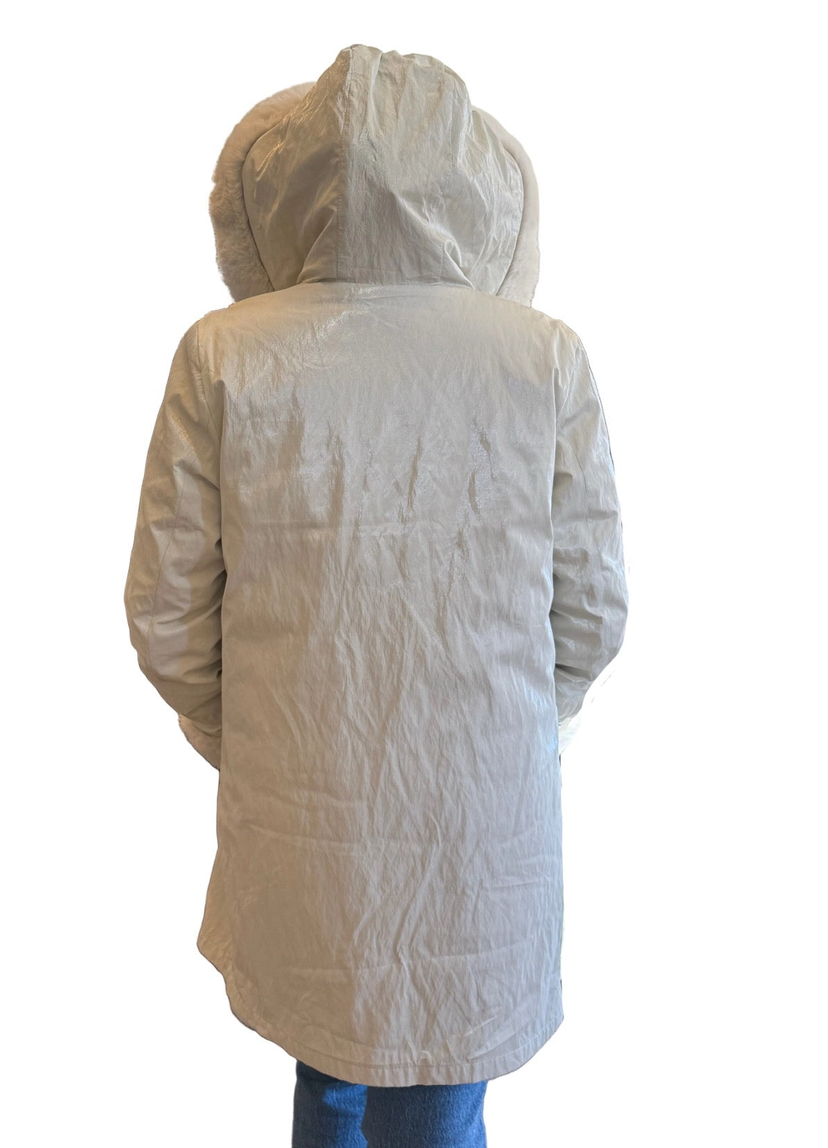 Hooded Reversible Fox Fur Coat K4129RK-335 - Nikki Jones
