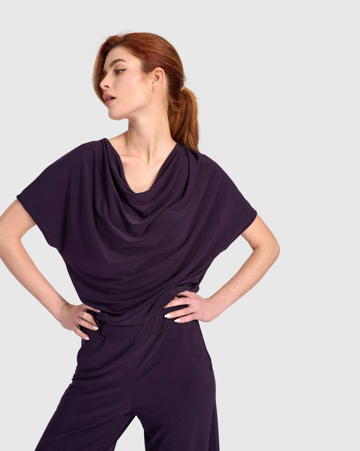 Fluid Slinky Cowl Top, Plum: Purple / XS (US 6-8)