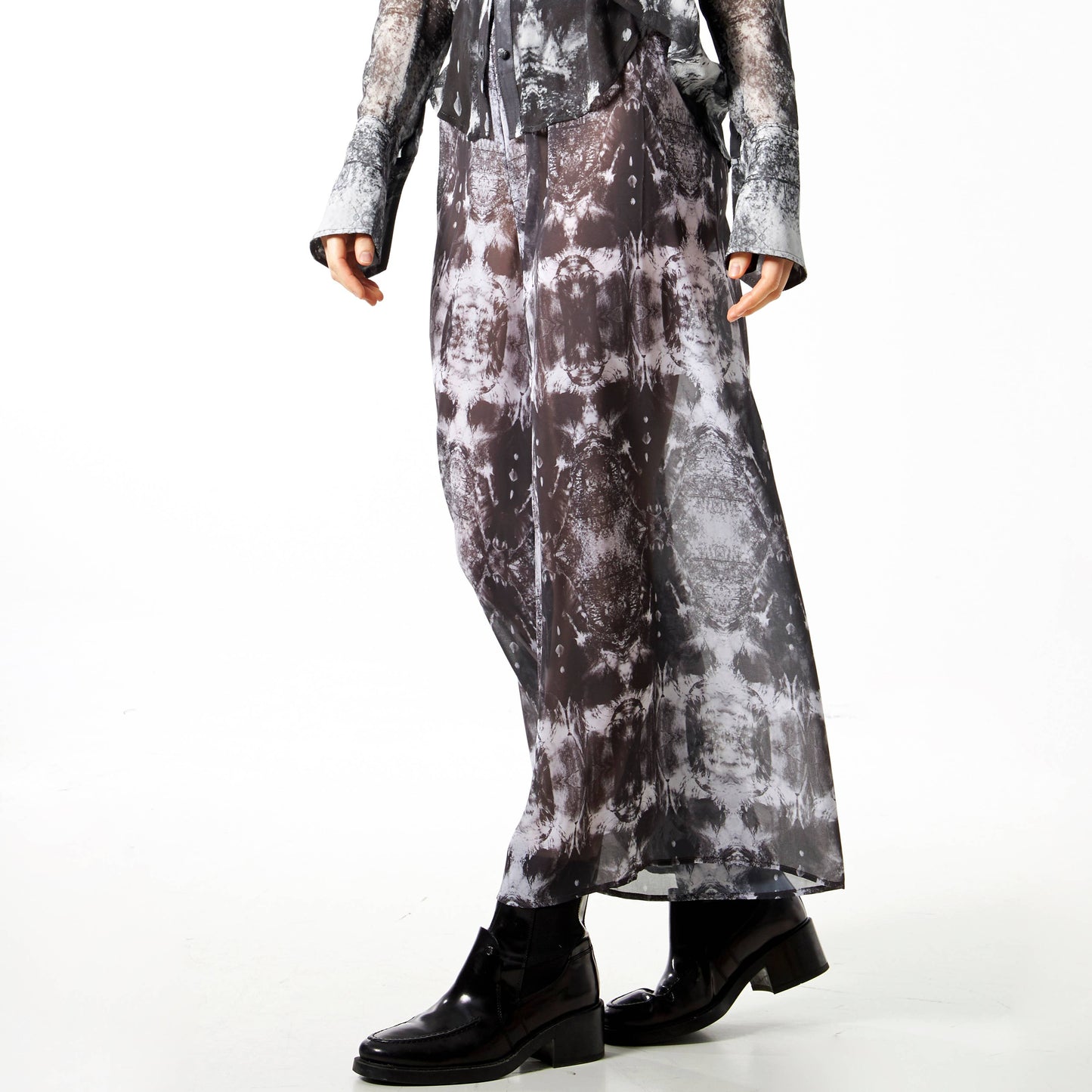 Babs Semi Sheer Wide Leg Pant - Nature Print: M