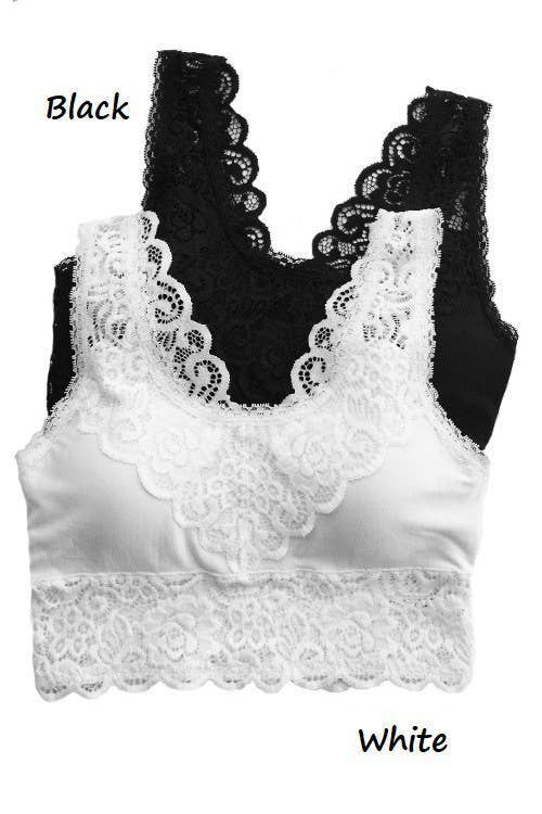 Plus Padded Lace Bralette: BLACK / 3-3 (1XL-2XL)