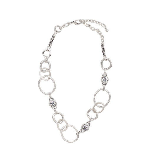 Handmade Crystal Pewter Necklace - 3907
