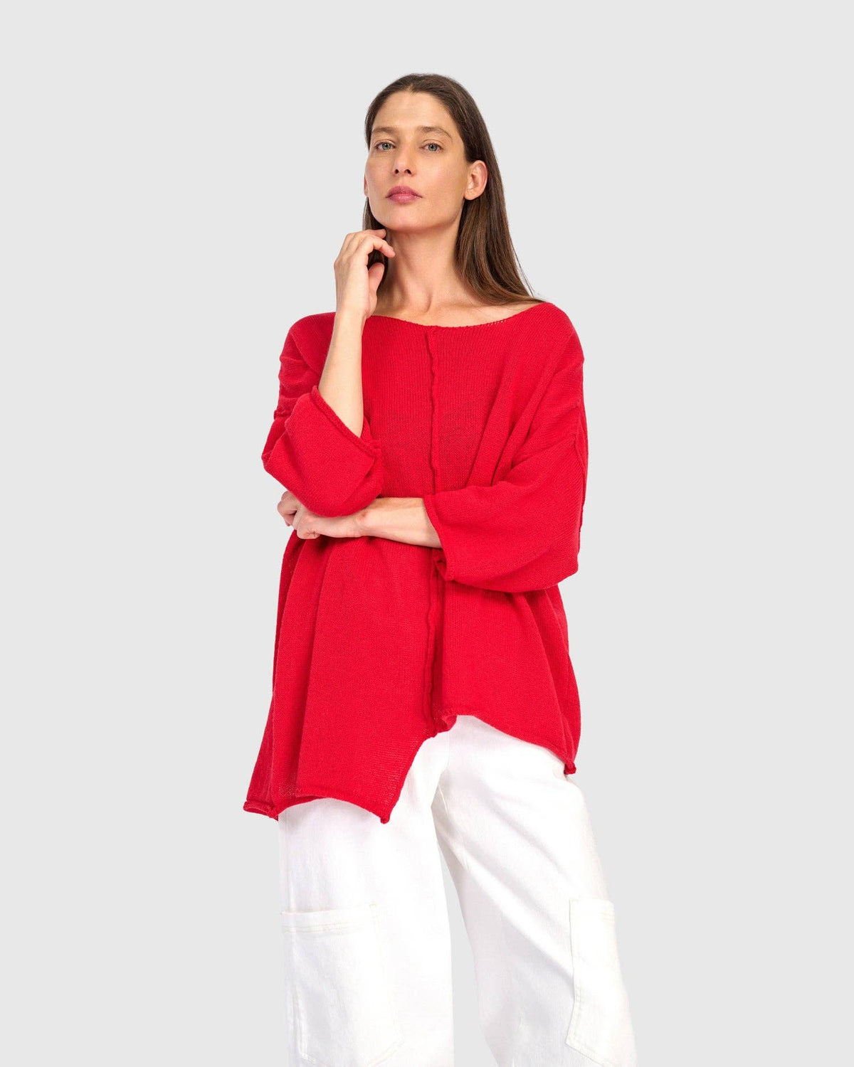 Attic Loose Sweater, Red: Red / ONE SIZE