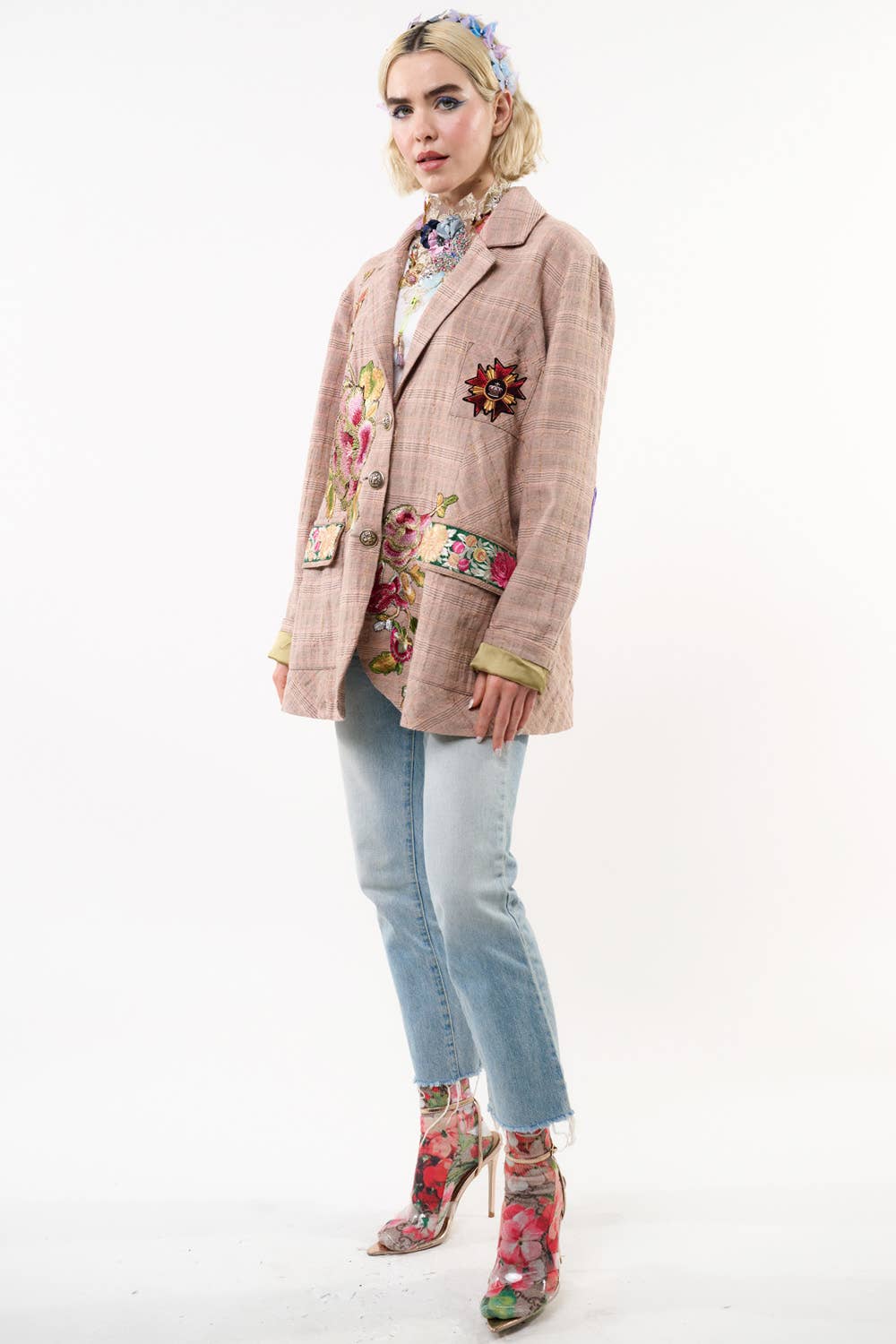 Sudden Sensation Blazer | Pink Jacket | Embroidered Jacket: Pink Ash / S