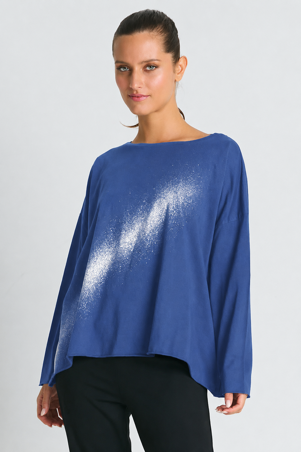 Pima Cotton Bleached Luxury Boxy T-Shirt - Sapphire: Sapphire