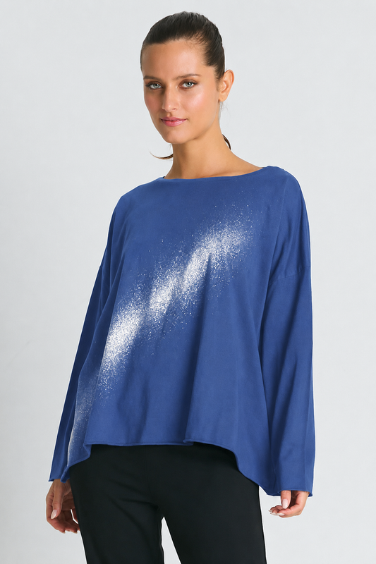 Pima Cotton Bleached Luxury Boxy T-Shirt - Sapphire: Sapphire