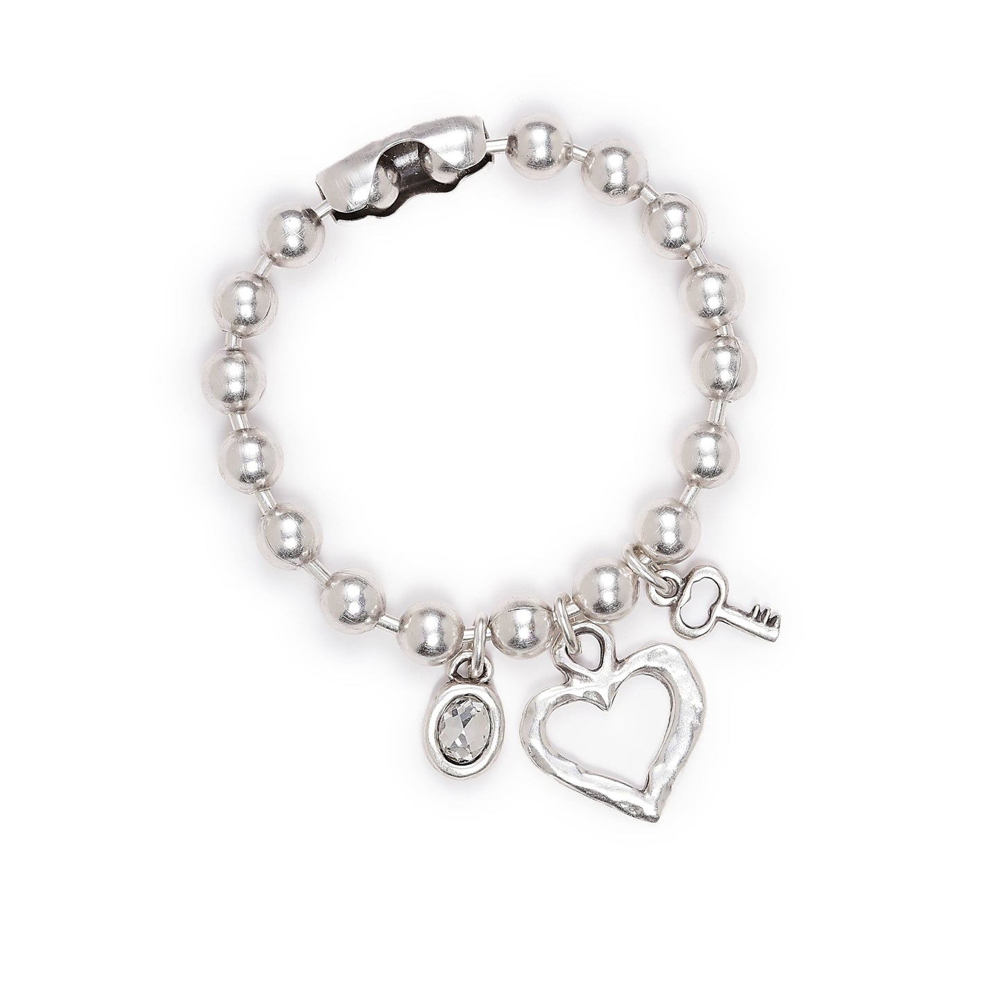 Handmade Brass Heart Bracelet With Crystal - 2943