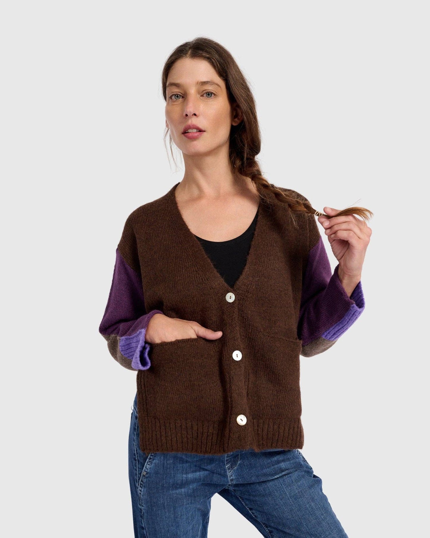 Finch Cardigan, Brown/Purple: MIX / ONE SIZE
