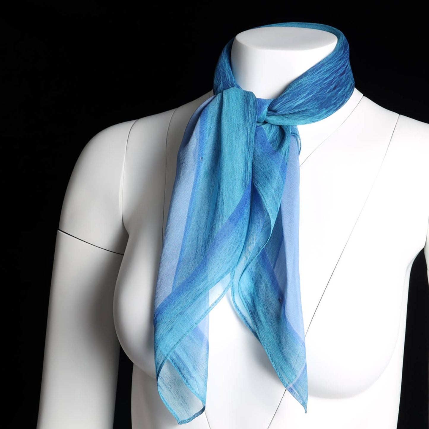 Silk 26 Inch Square Scarf - Ocean And Sky - Blues and Teal