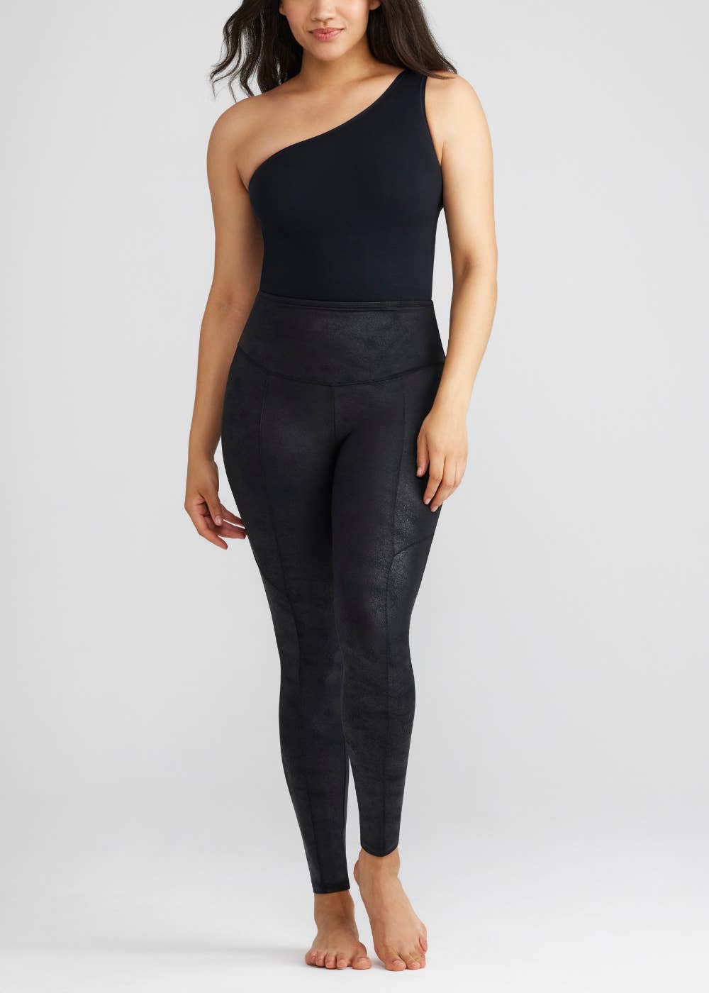 Stretch and Shine Faux Leather Shaping Legging - Yummie