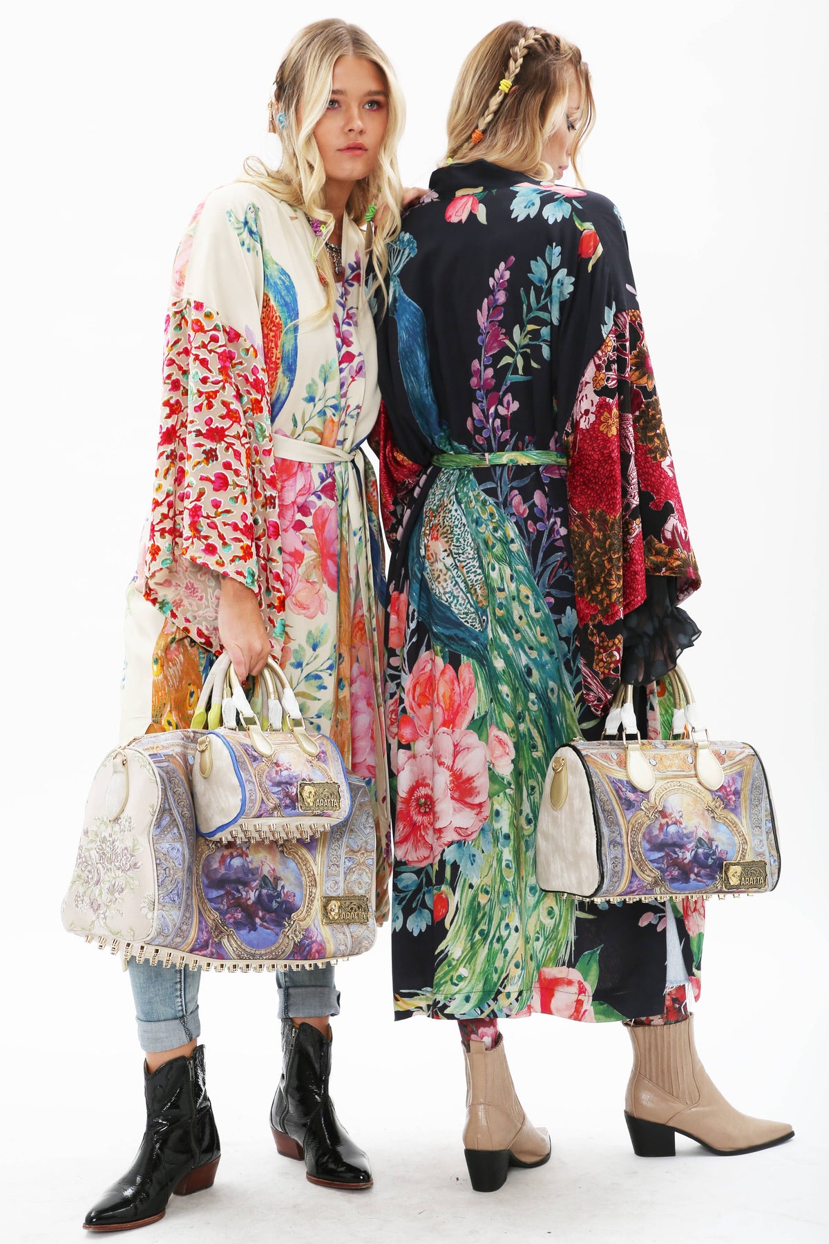 Sweet Fantasy Kimono | Peacock Floral Print | Women's Kimono: Night Peacock Print / One Size