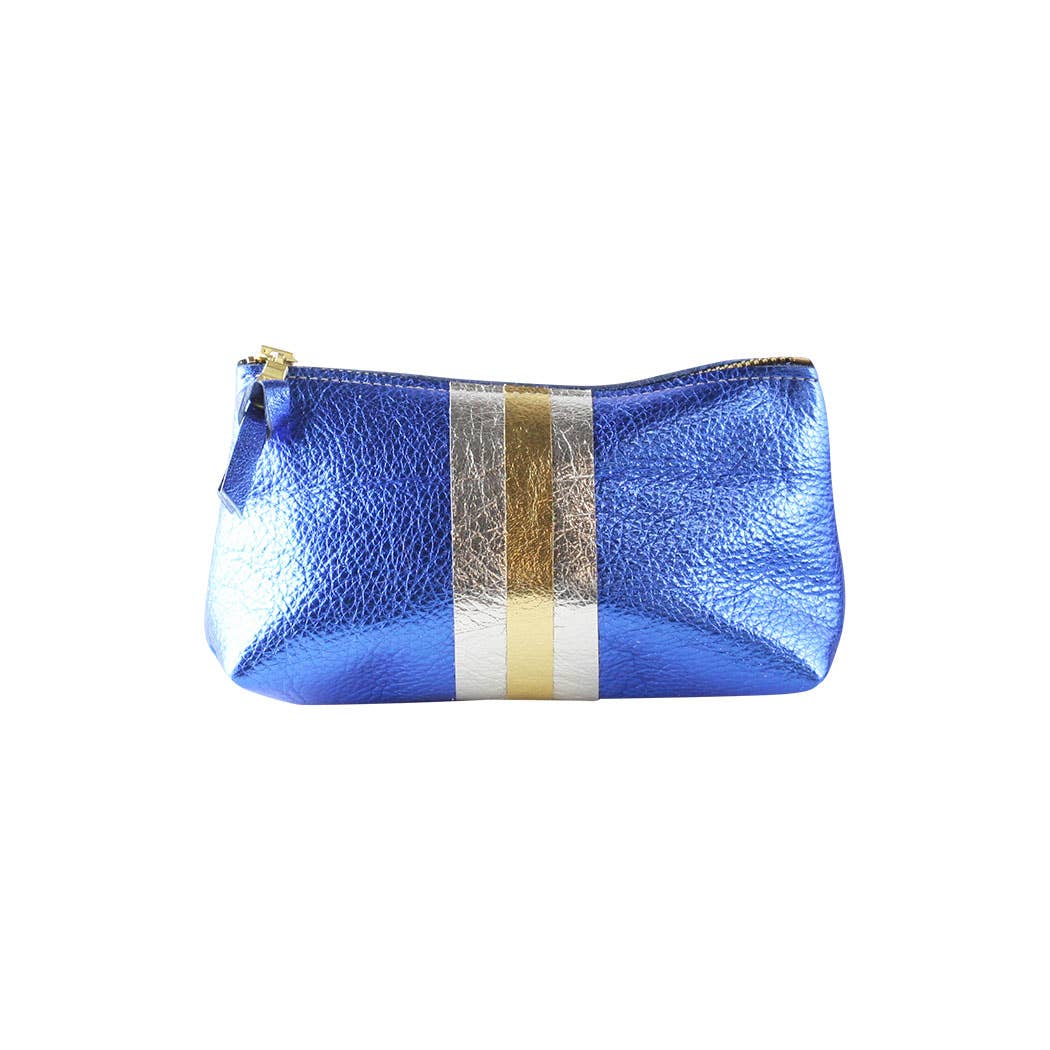 The Metallic Stripe Smaller Makeup Clutch: Bardot: Mango w/layered stripe: Platinum-Bronze